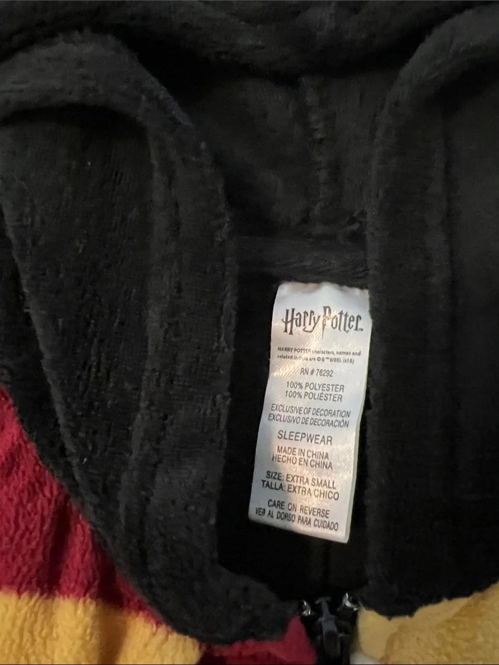 Warner Bros. Black Gryffindor Hooded One-Piece with Red & Gold Accents